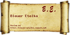 Bleuer Etelka névjegykártya